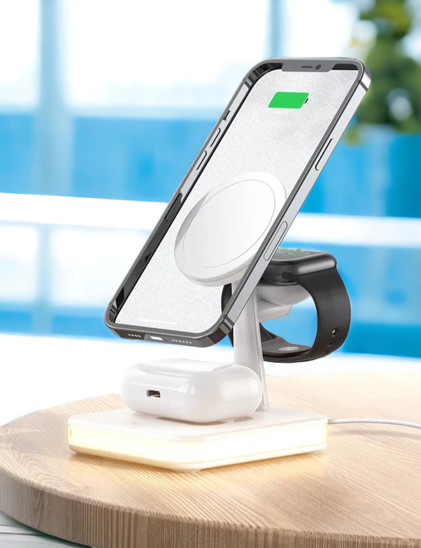 Magnetic 4 in 1 Wireless Fast Charging Dock Station For iPhone Apple watch & Airpods