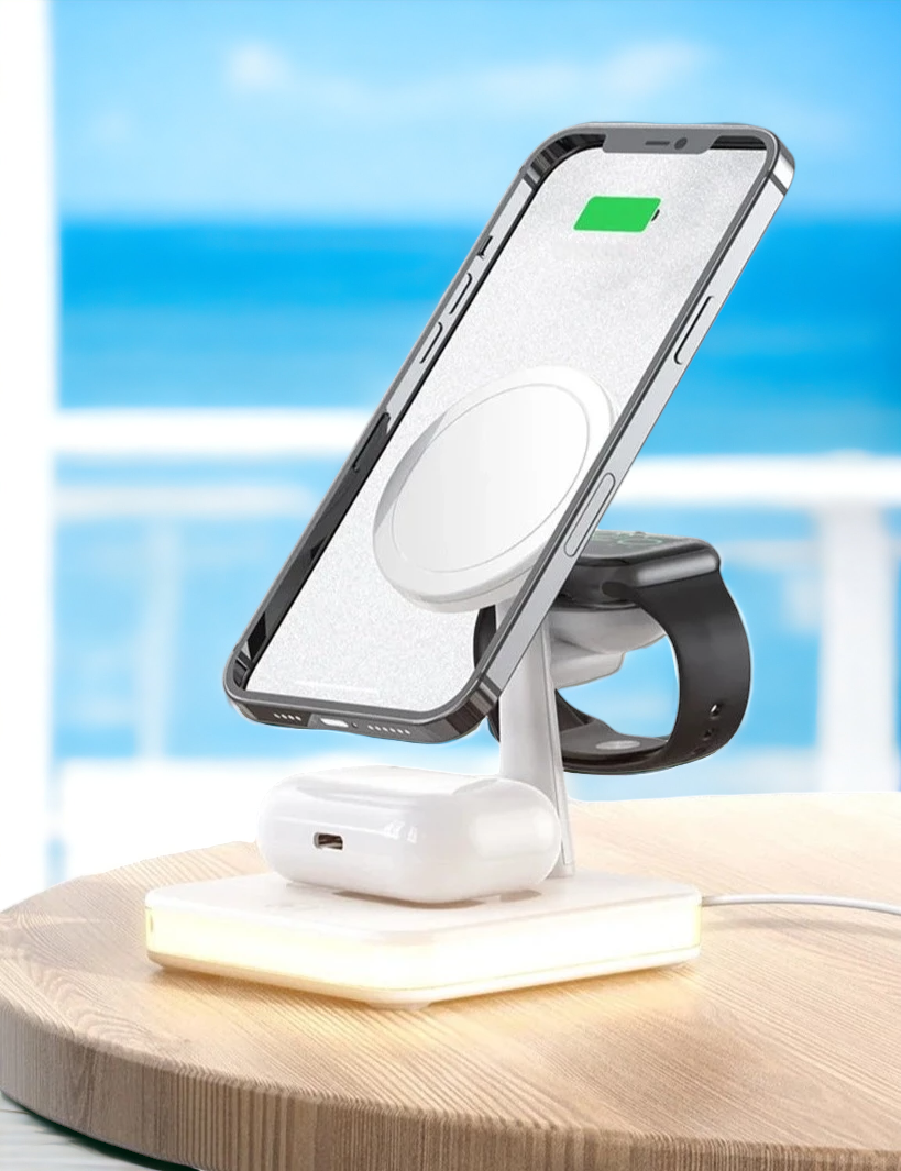 Magnetic 4 in 1 Wireless Fast Charging Dock Station For iPhone Apple watch & Airpods