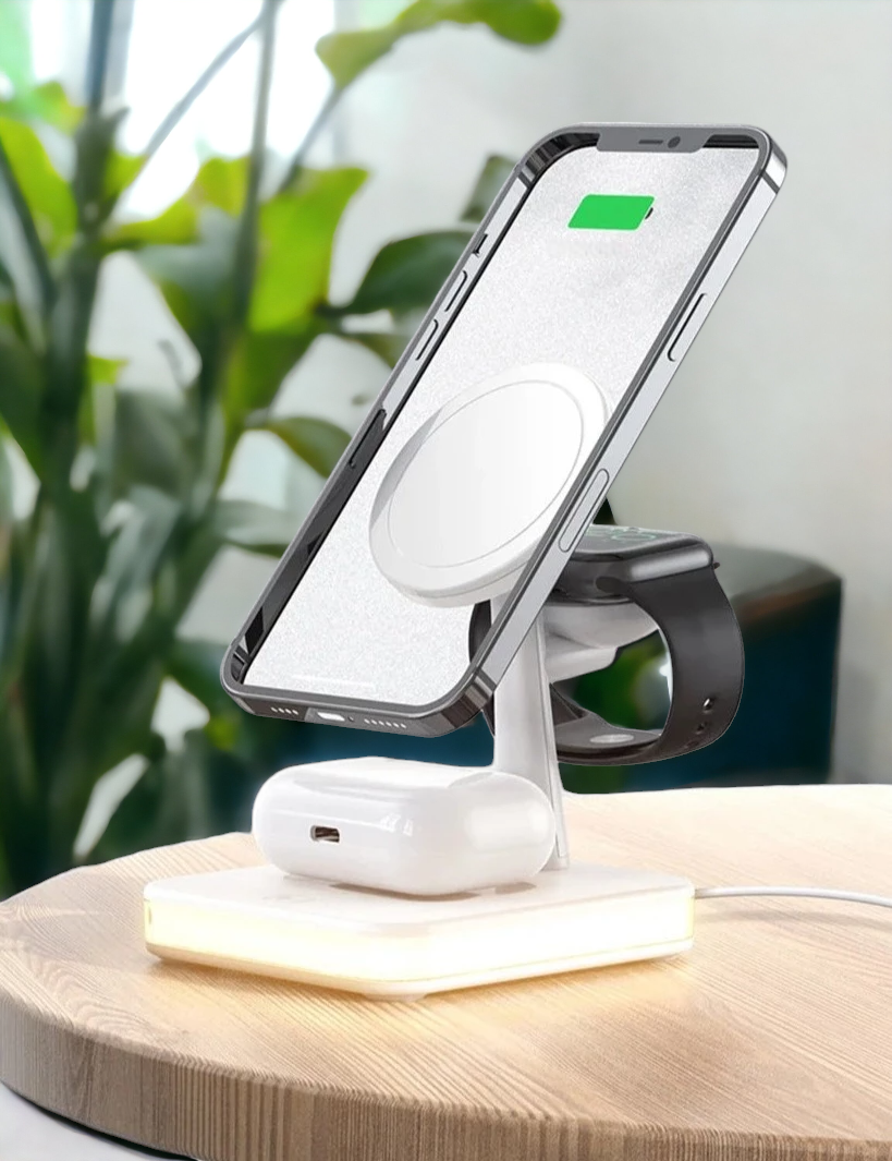 Magnetic 4 in 1 Wireless Fast Charging Dock Station For iPhone Apple watch & Airpods