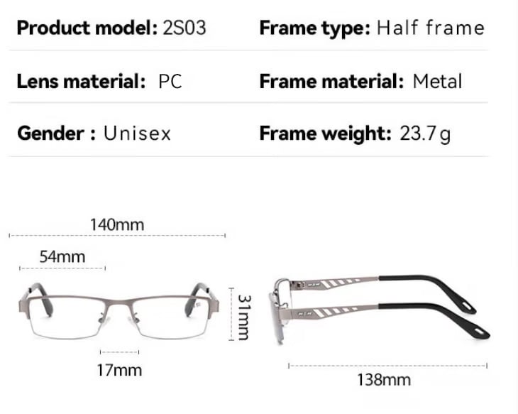 Ultra-Light Photochromic Crystal-Clear Vision Reading Glasses