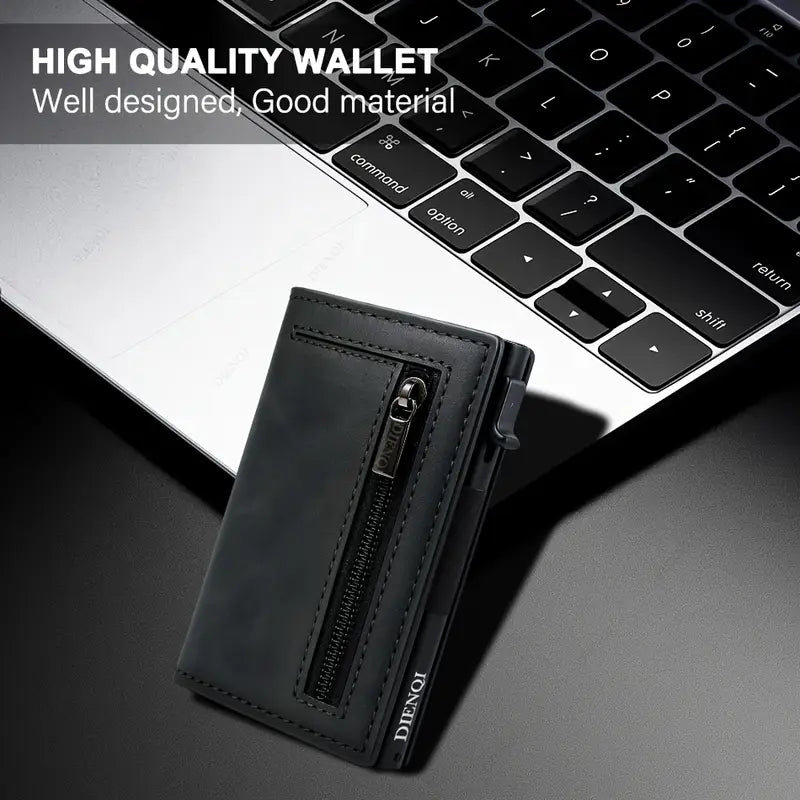 Effortless Access RFID Blocking Zippered Coins Pocket & Magnetic Closure Wallet