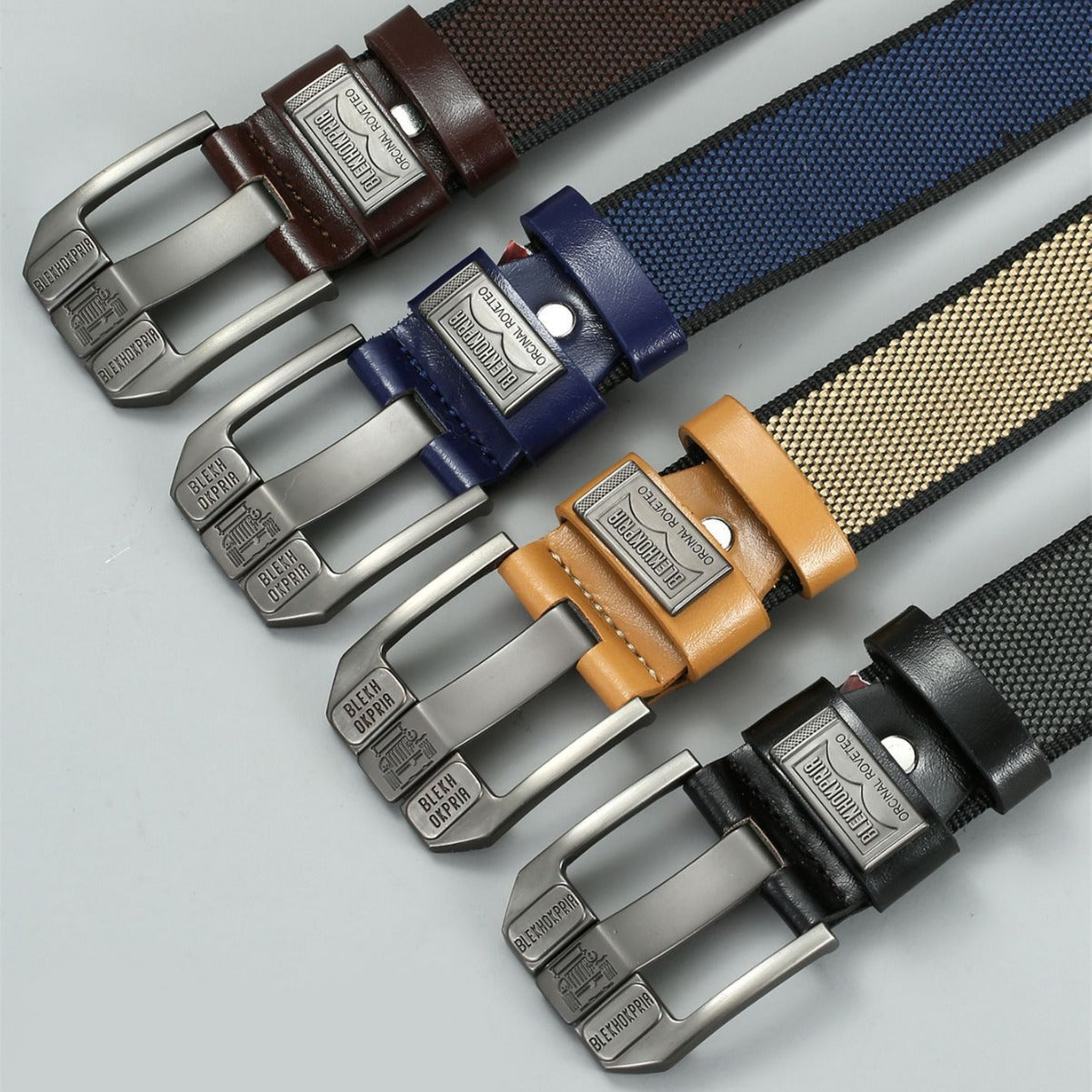 Urban Scale Metal-Like “Fish Scale” Texture Pin Buckle Canvas Belt