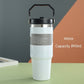 Stainless Steel Double-Wall Vacuum Tumbler With Built-in Straw & Fold-Down Handle