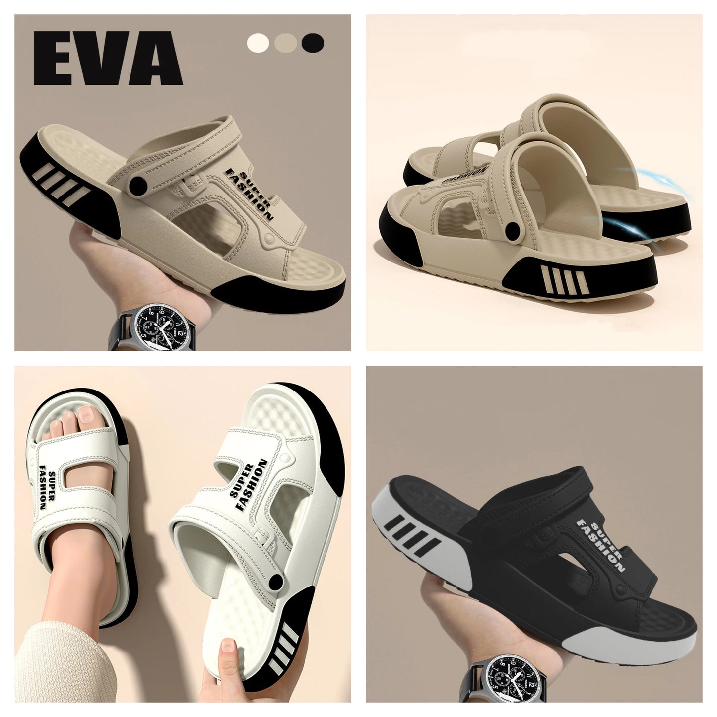 Cushioned Platform Lightweight  Breathable EVA Slip-On Sandals