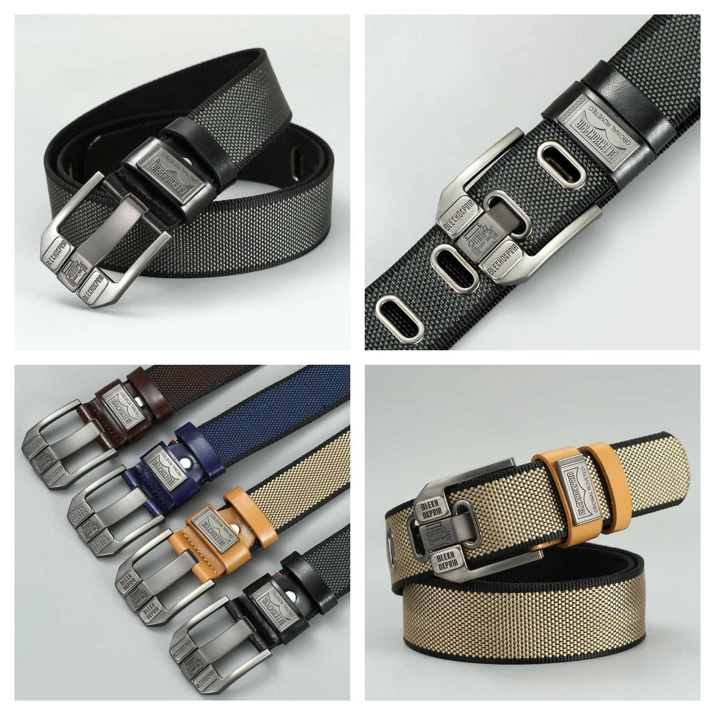 Urban Scale Metal-Like “Fish Scale” Texture Pin Buckle Canvas Belt