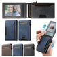 Collage of a blue wallet with card slots and photo frame, featuring SUREN branding.