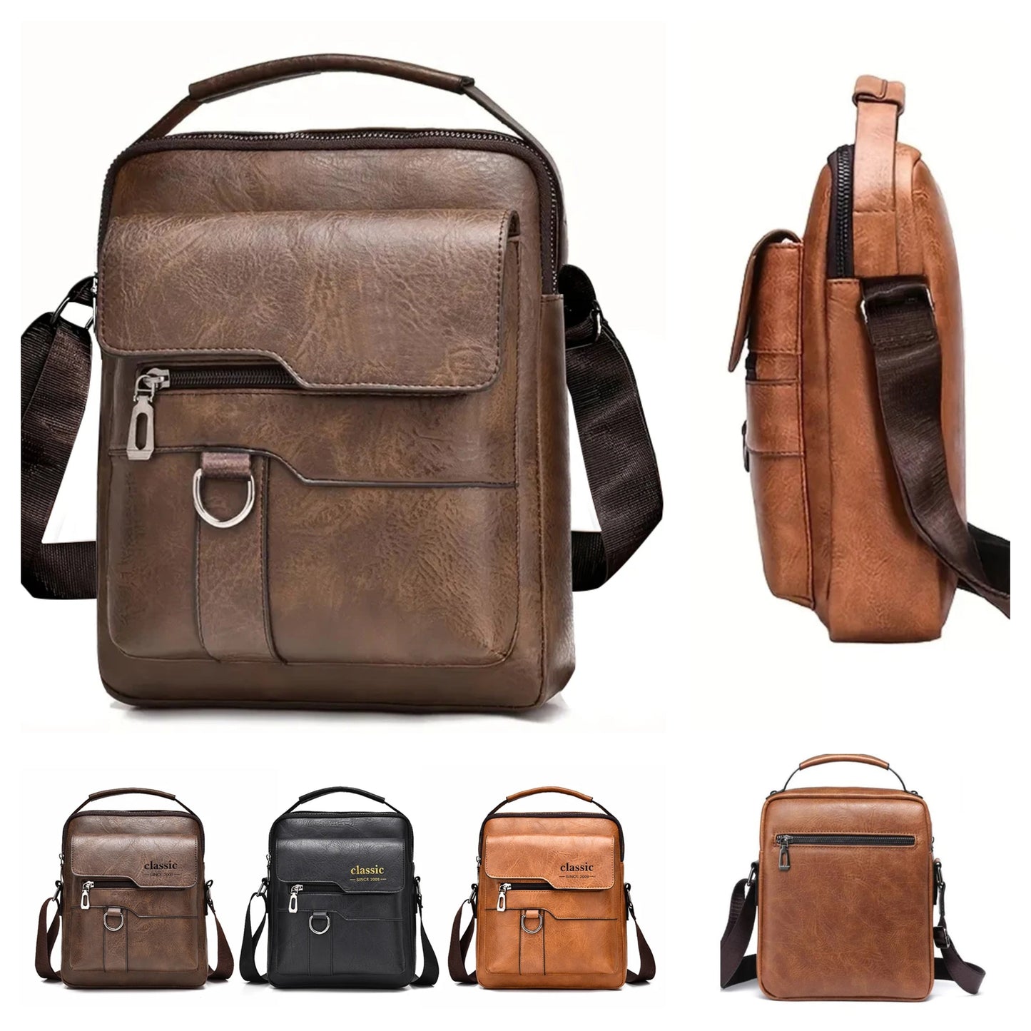 Vintage Textured Messenger Bag – Lightweight Compact & Practical