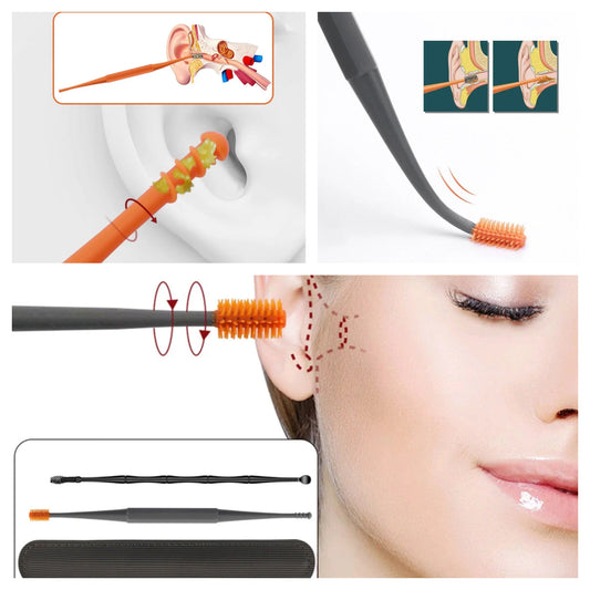 GentleClean Dual-Action Premium Soft Silicone Ear Wax Remover Set