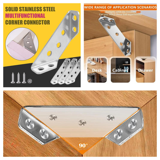 Versatile Use Stainless Steel Furniture Brackets Corner Connector (10pcs)