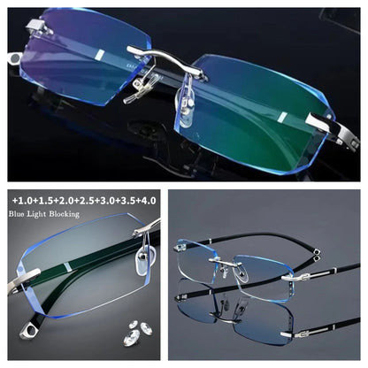 Luxury Ultralight Diamond-Cut Rimless Reading Glasses