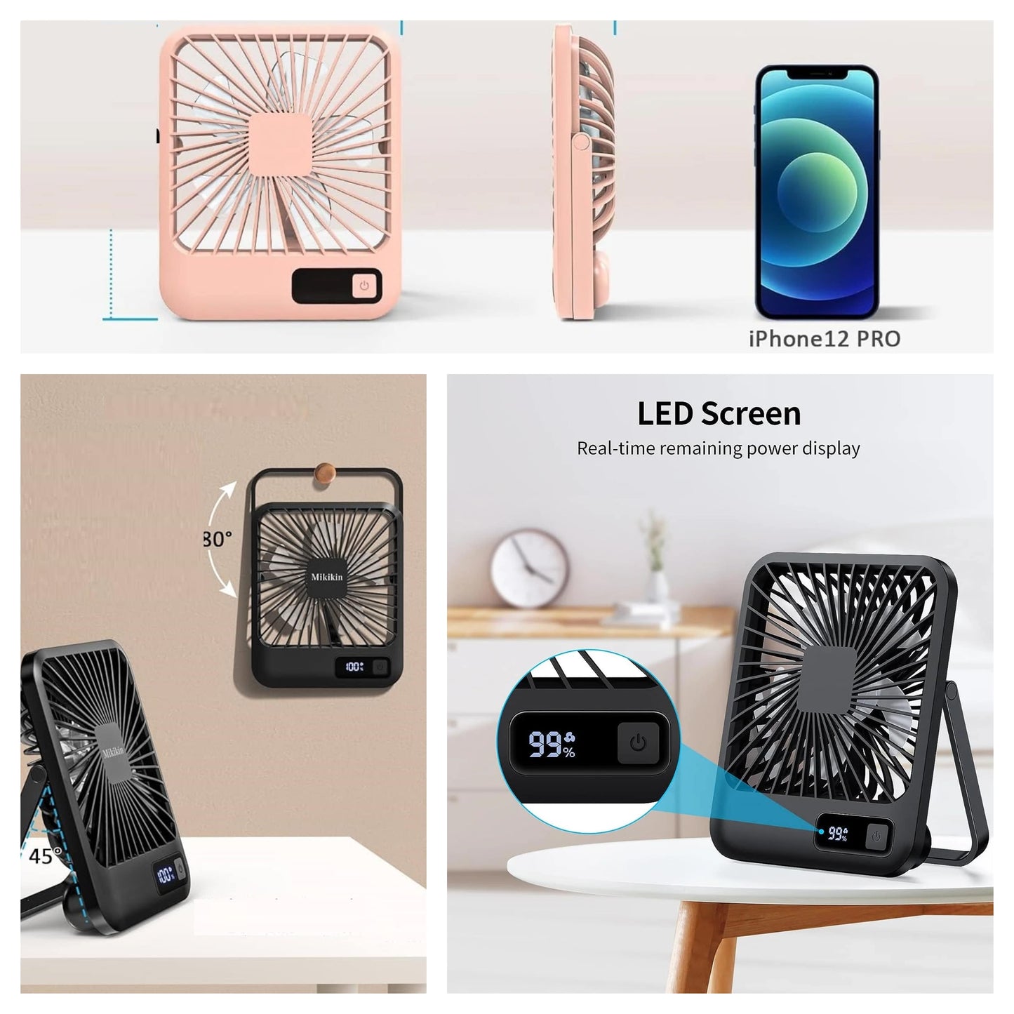 Portable Ultra Quiet USB Rechargeable Folding Personal Fan