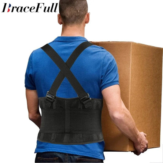 Adjustable Heavy Lifting Medical Lumbar Support Belt with Removable Suspenders