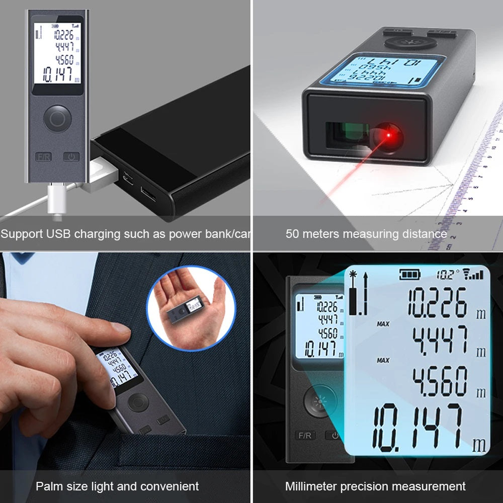 Micro-Size Smart Digital Laser USB Charge Rangefinder Meter