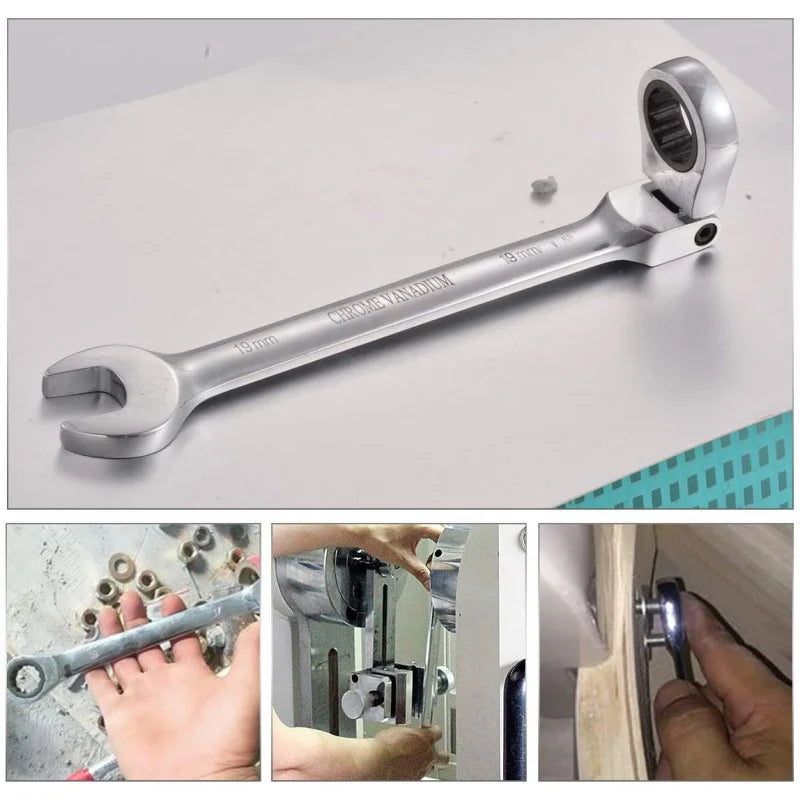 Flexible Pivoting Dual Head Metric 6mm-24mm Ratchet Wrench