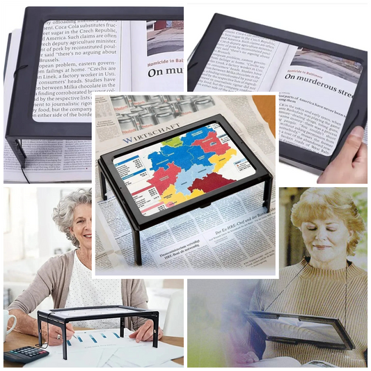 Seniors Low Vision 2in1 Desktop / Neck Reading Magnifier With LED Lights