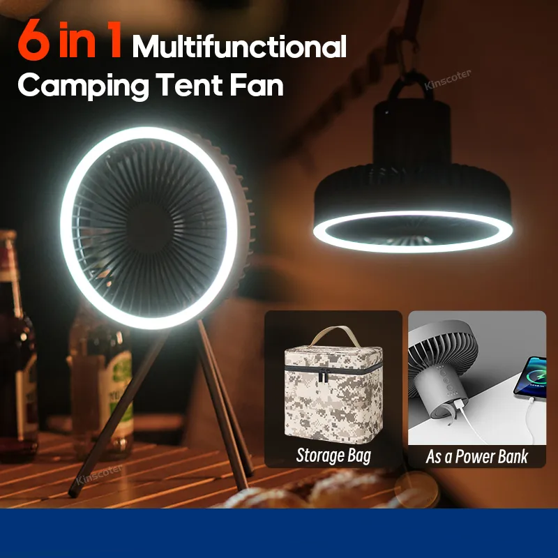 Rechargeable Powerful Desk Fan with Power Bank and LED Lighting