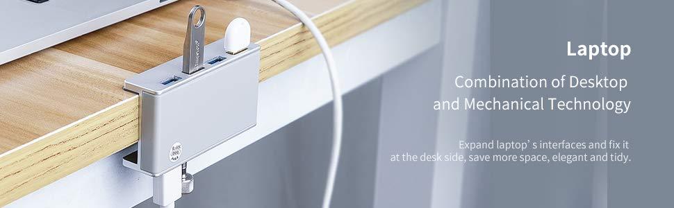 ORICO® Portable Clip-On 4-Port USB Hub - Indigo-Temple