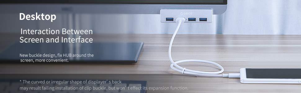 ORICO® Portable Clip-On 4-Port USB Hub - Indigo-Temple