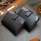 High-Capacity Genuine Leather Flip-Book Wallet - Indigo-Temple