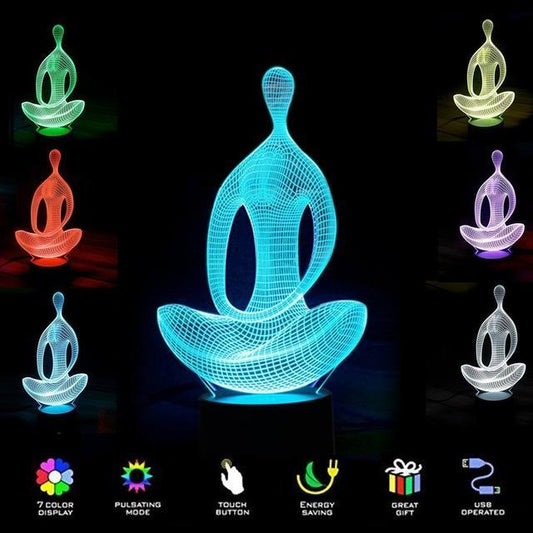 3D MEDITATION YOGA NIGHT LAMP - Indigo-Temple