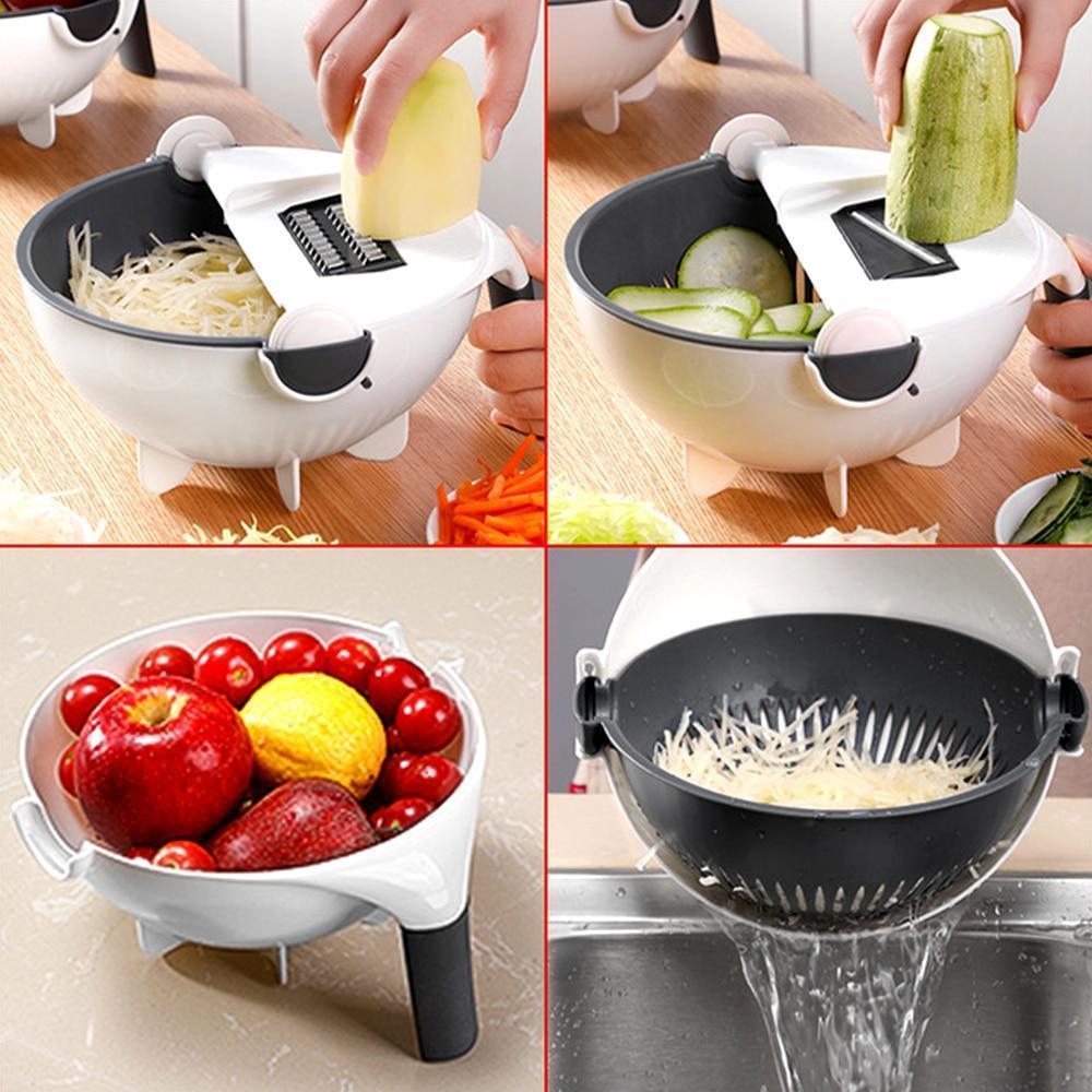 Slice N' Drain 2-In-1 Cutting And Washing Bowl - Indigo-Temple