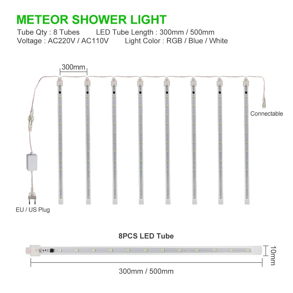 Waterproof Meteor Shower LED String Lights (8pcs)