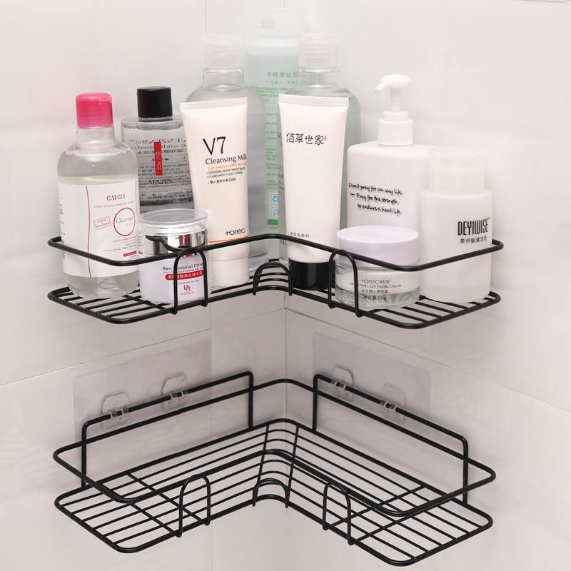 Decorative Punch-free Corner Wrought Iron Shelf (2pcs)