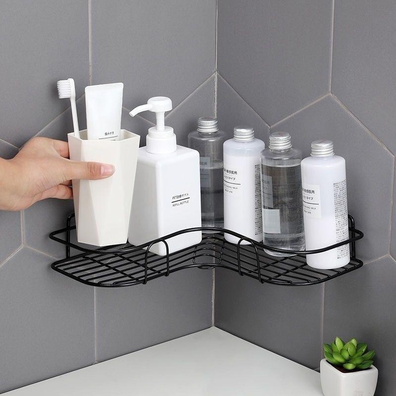 Decorative Punch-free Corner Wrought Iron Shelf (2pcs)