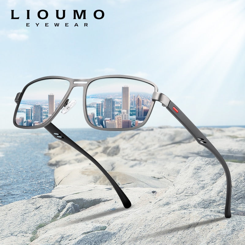 Polarized Square Metal Sunglasses For Men