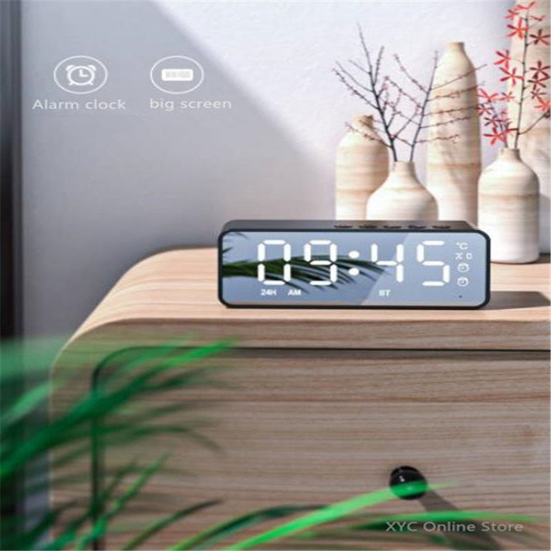 Stylish Bluetooth Speaker Mirror Alarm Clock