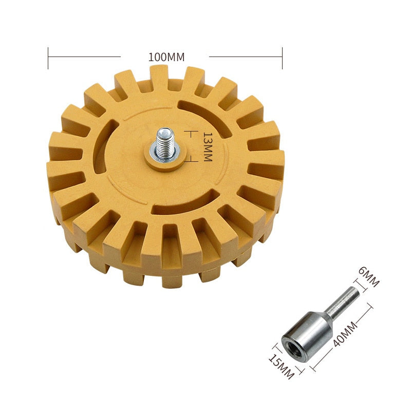 Rubber Wheel Sticker Remover (Drill Connector)