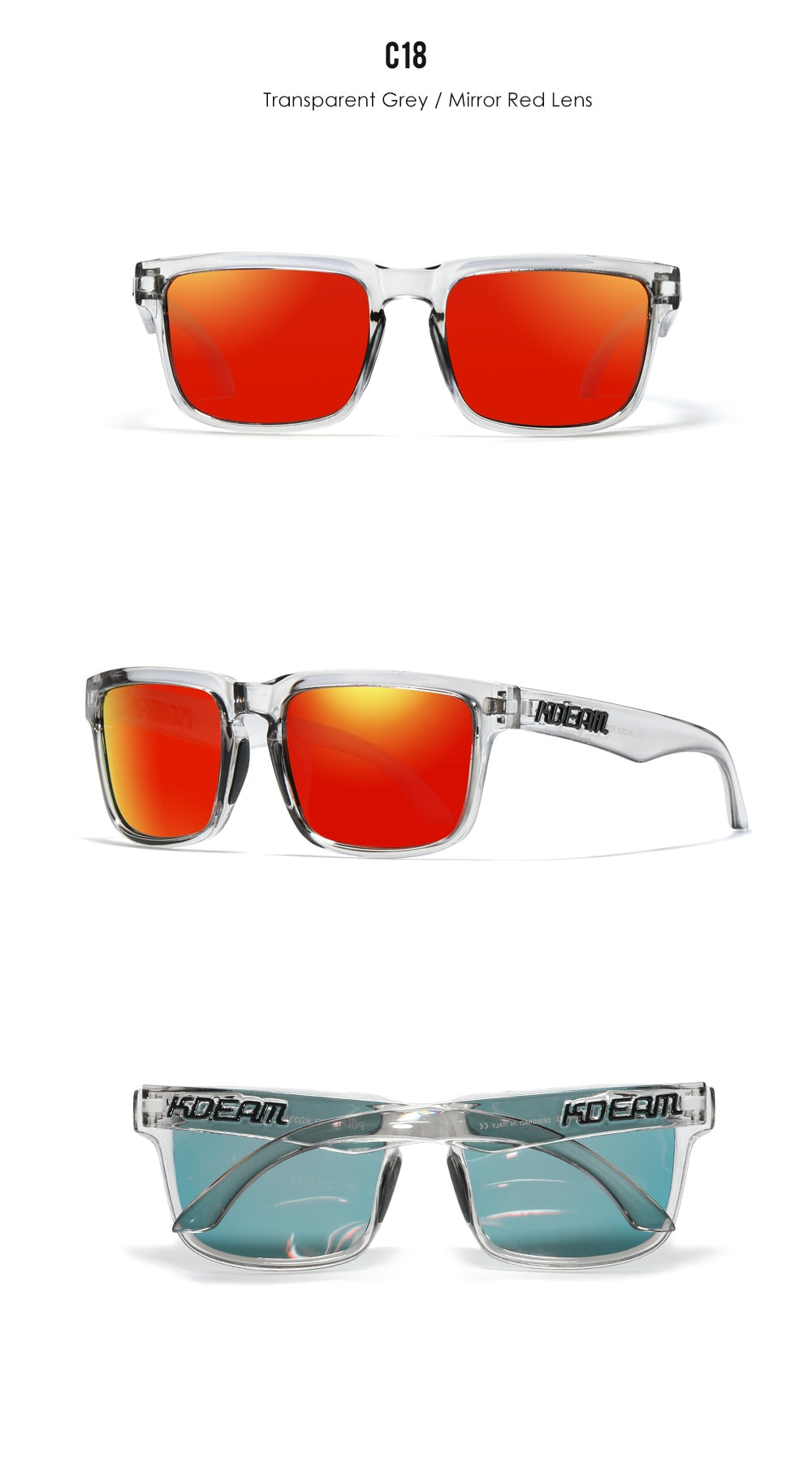 KDEAM Ultra-Stylish Square Polarized Sunglasses