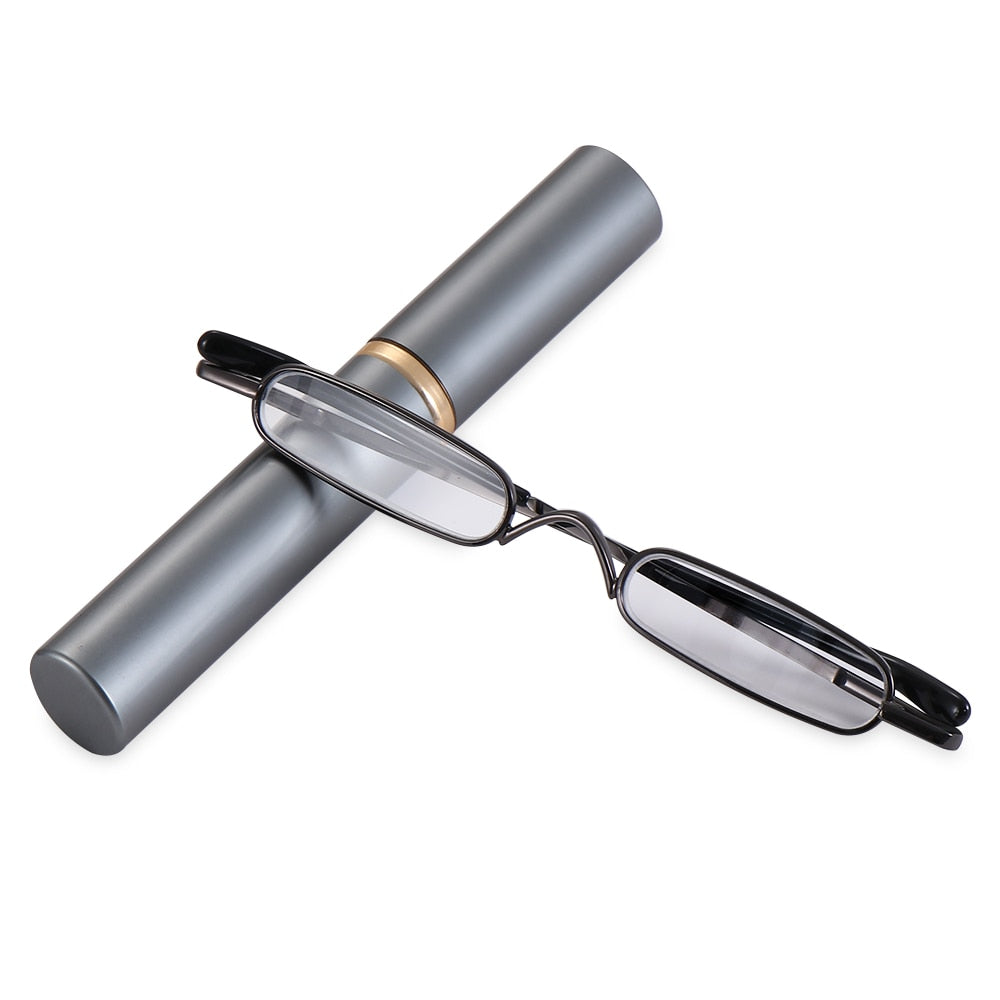 Ultra-thin Metal Reading Glasses with Tube Case
