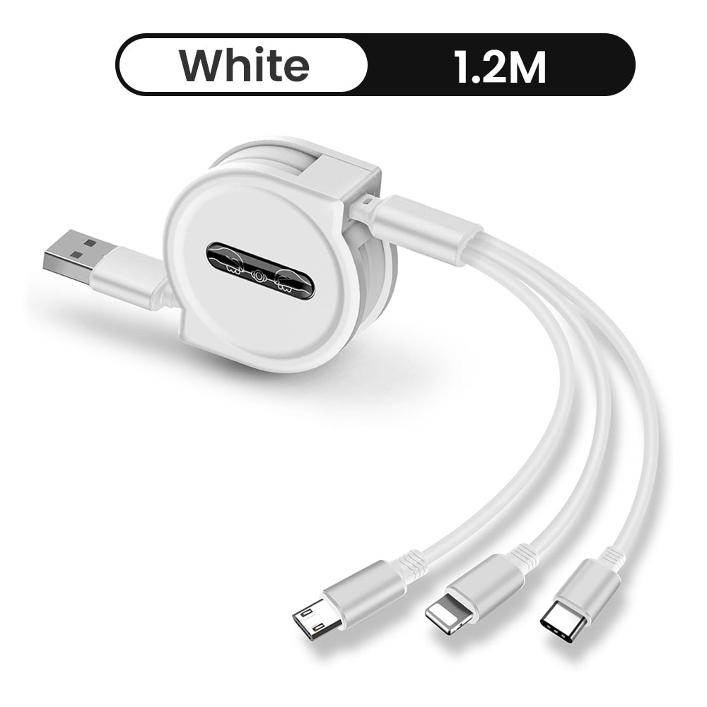 Retractable 3 In 1 USB  Portable Charging Cable