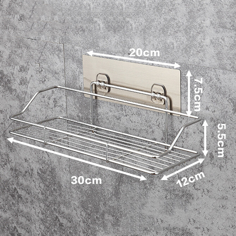 Stainless Steel Punch-Free Bathroom Storage Shelf