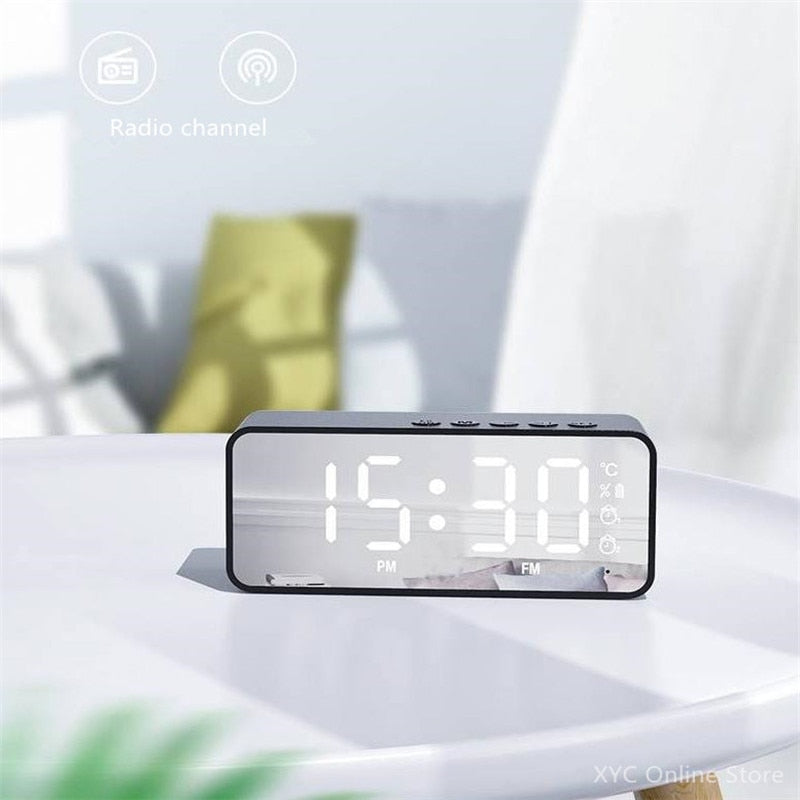 Stylish Bluetooth Speaker Mirror Alarm Clock