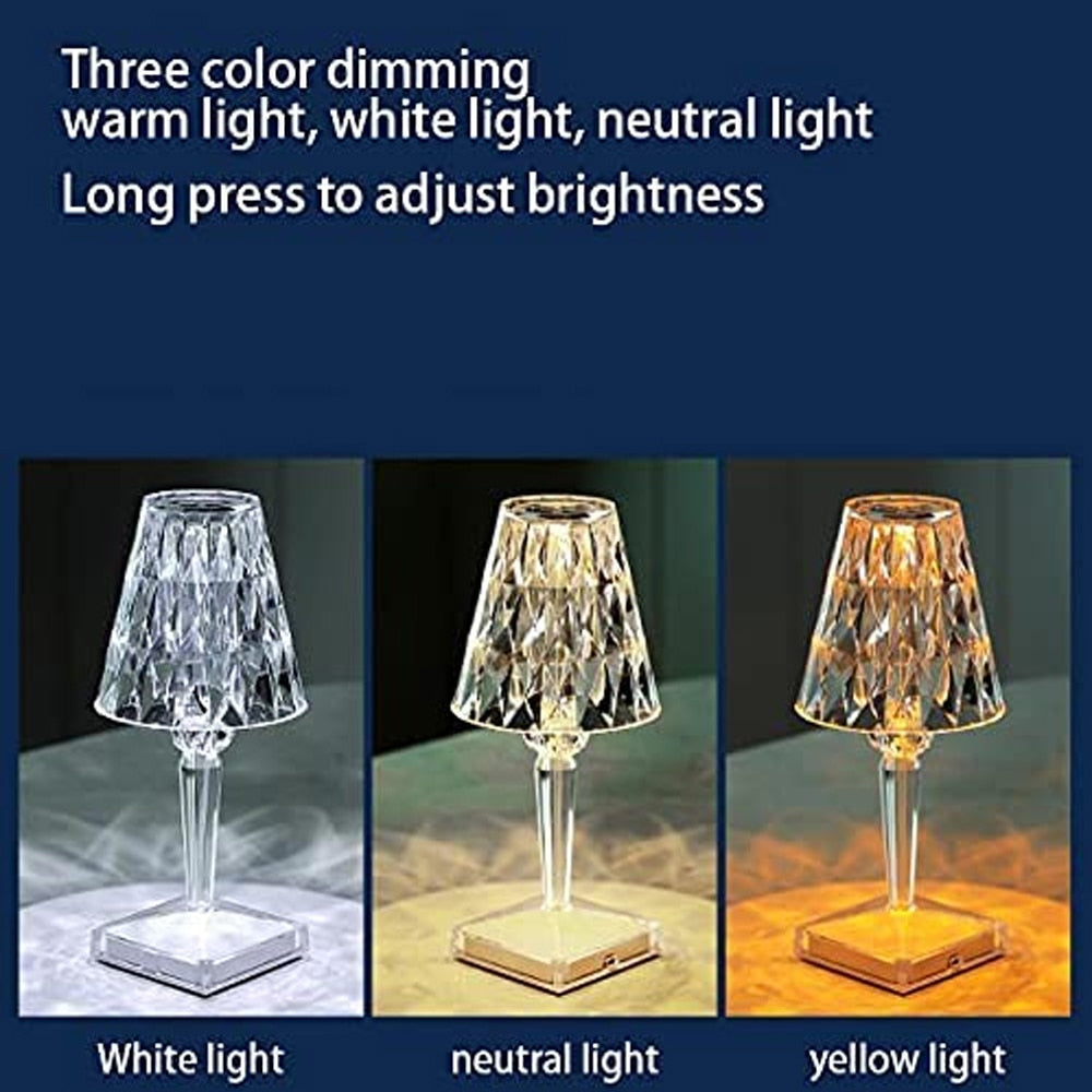 Crystal Diamond Glow Touch Table Lamp