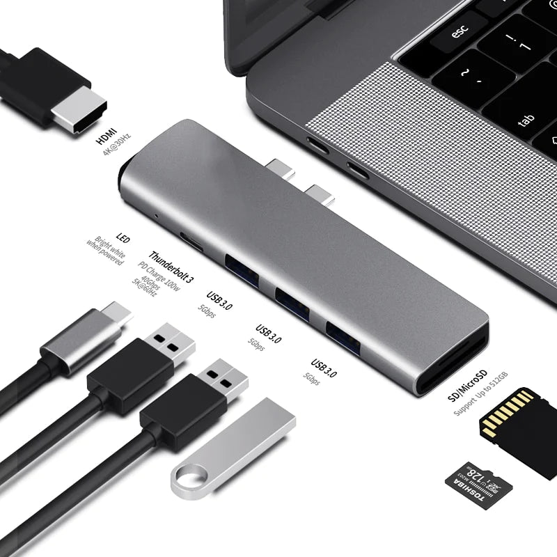 MacBook Pro/Air  7 in 1 USB Port Splitter Adapter