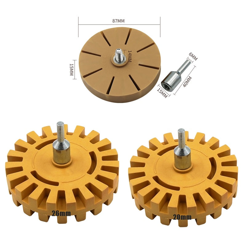 Rubber Wheel Sticker Remover (Drill Connector)