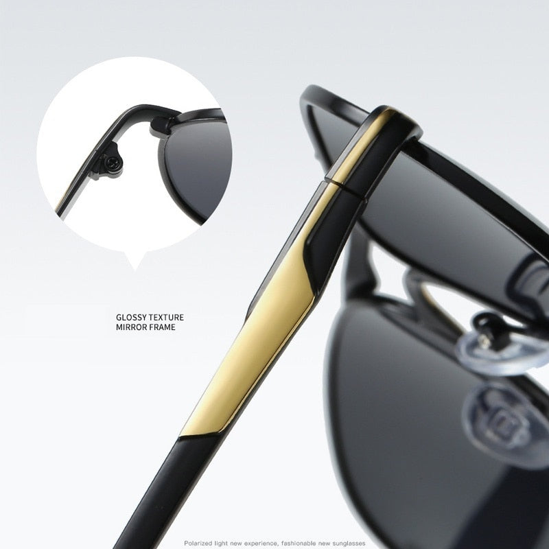 Luxury Pilot Polarized Metal Sunglasses