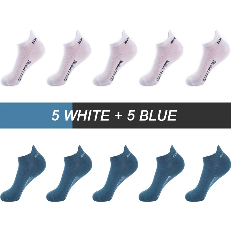 High Quality Breathable Cotton Ankle Mesh Socks (10Pairs )