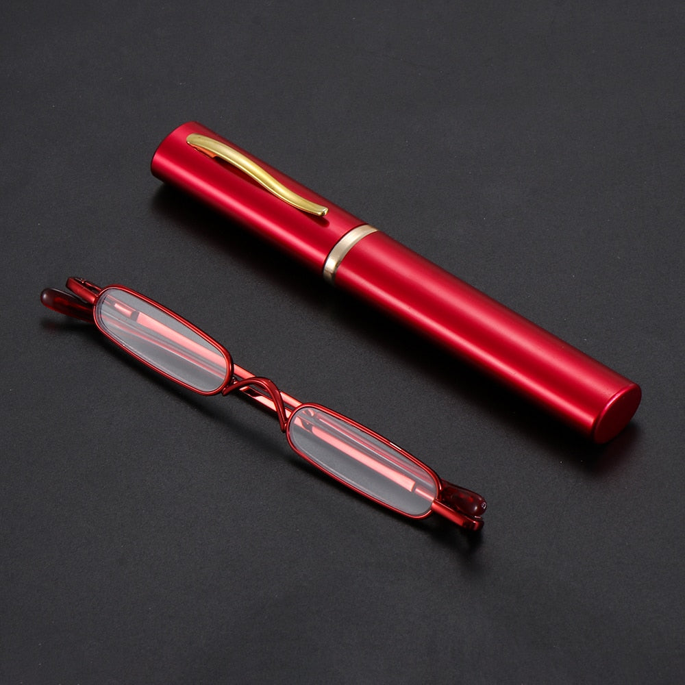 Ultra-thin Metal Reading Glasses with Tube Case