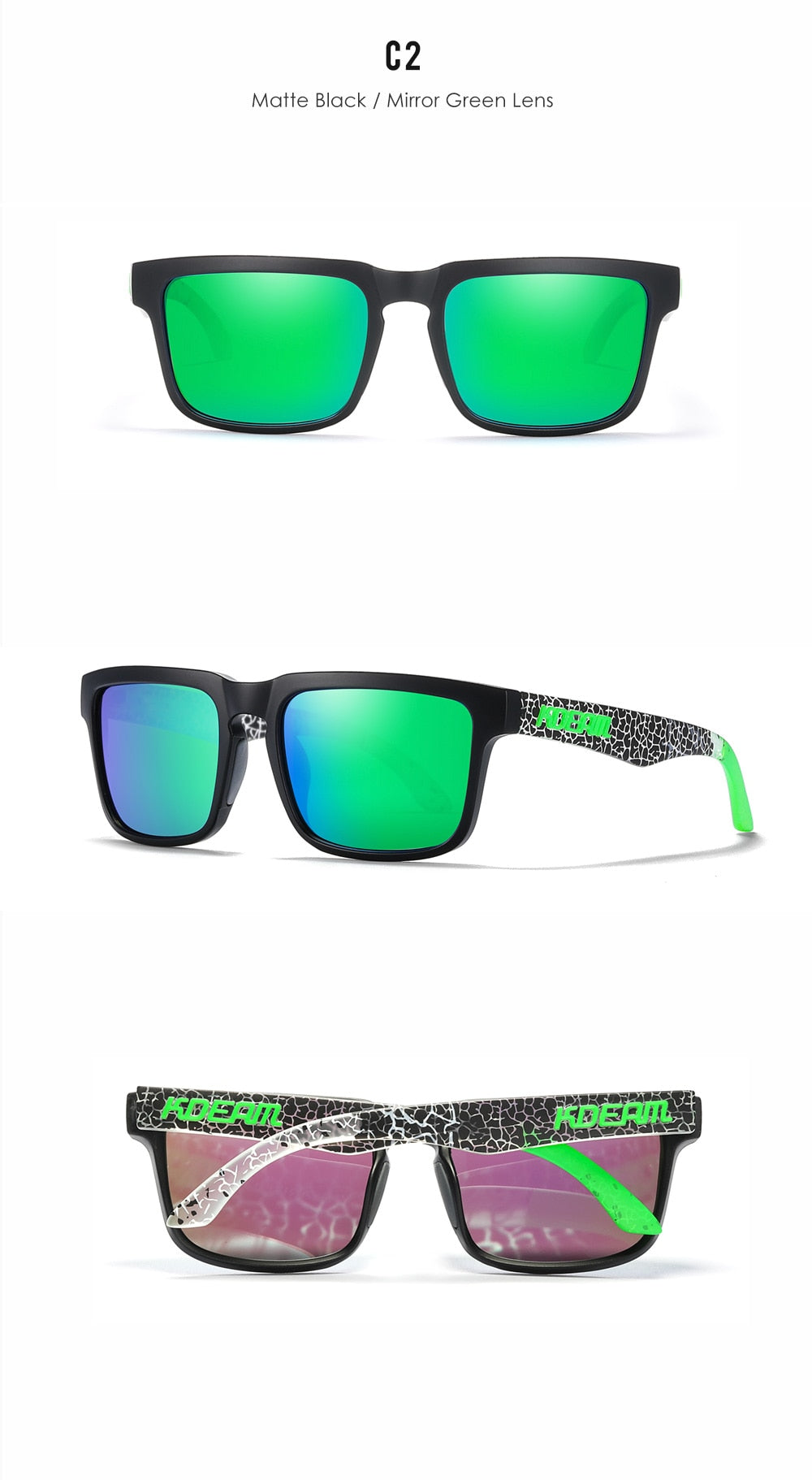 KDEAM Ultra-Stylish Square Polarized Sunglasses