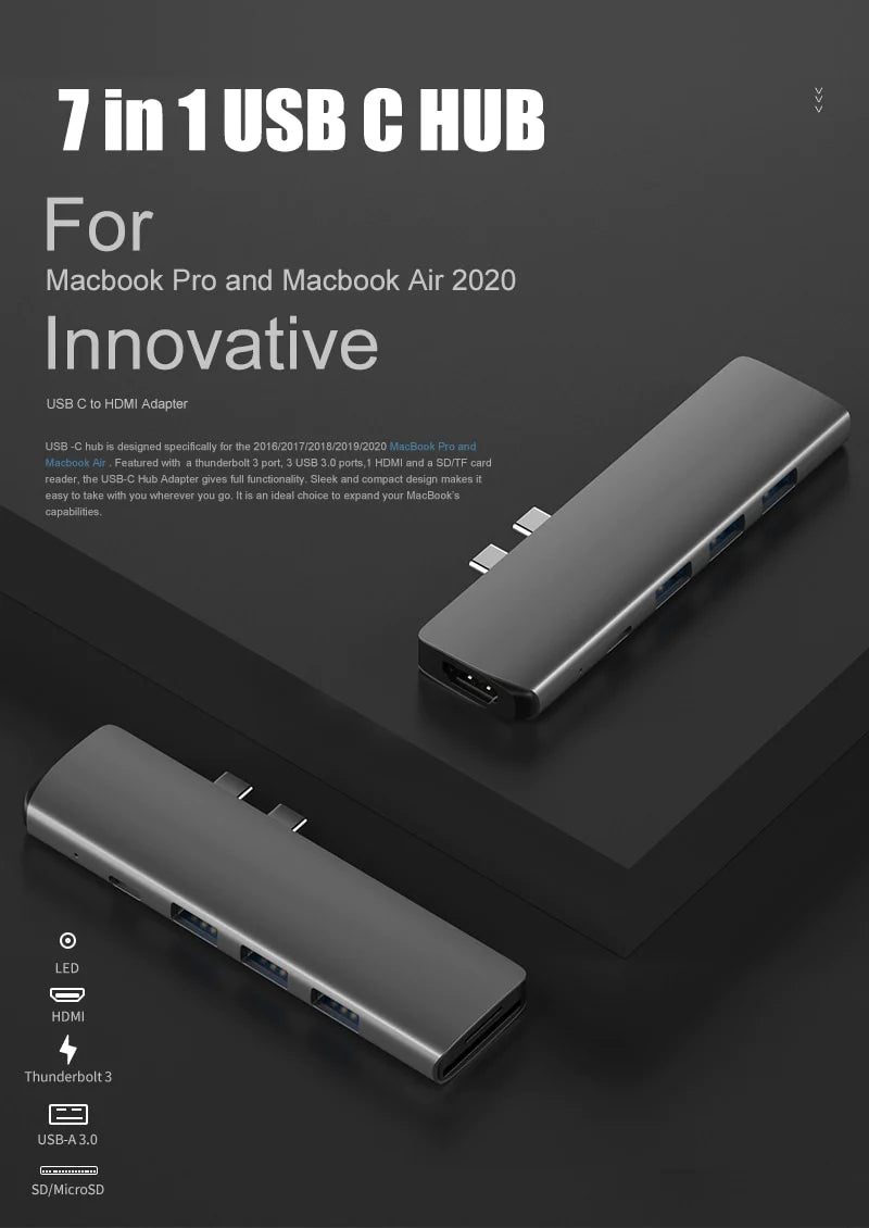 MacBook Pro/Air  7 in 1 USB Port Splitter Adapter