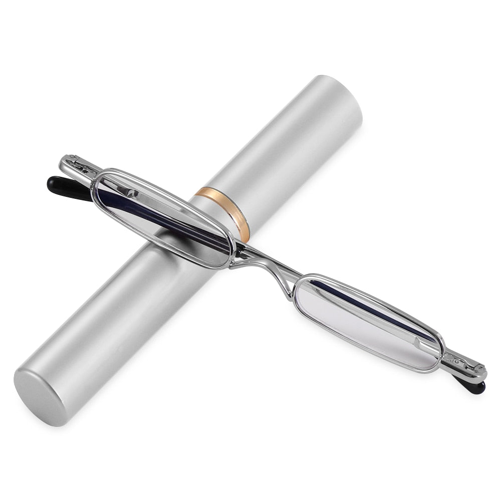Ultra-thin Metal Reading Glasses with Tube Case