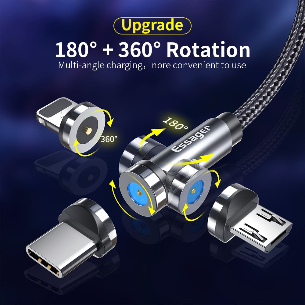 Magnetic Rotating Smart Fast Charging Cable