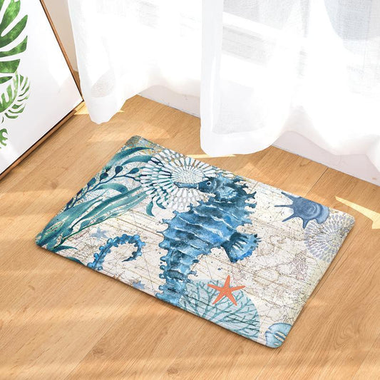 Marine Animals Anti-Slip Floor Mat Carpet - Indigo-Temple