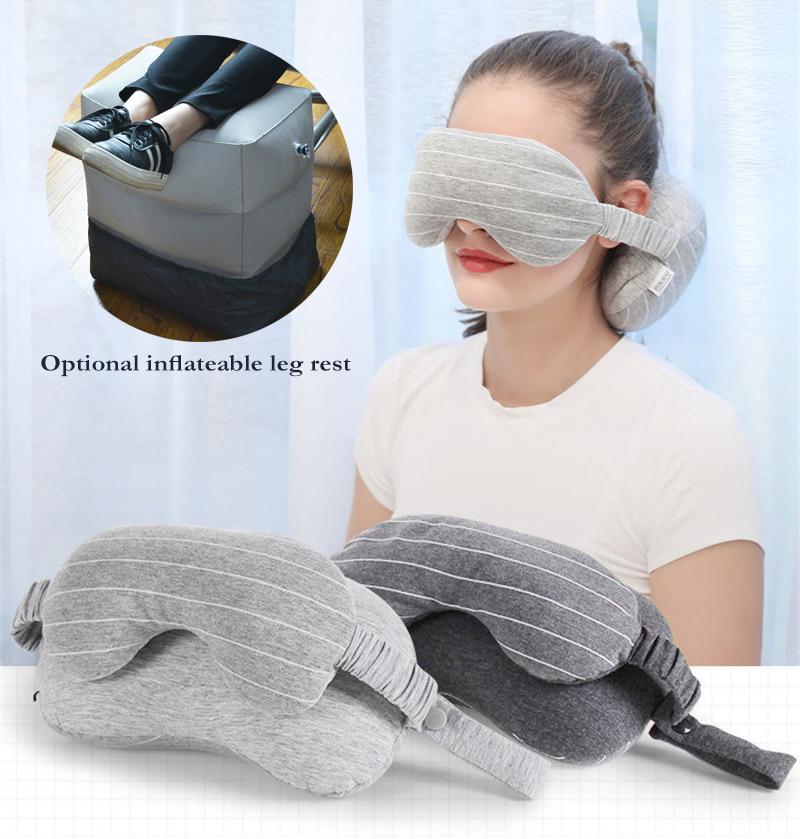 2 IN 1 Travel Mask & Neck Pillow - Indigo-Temple