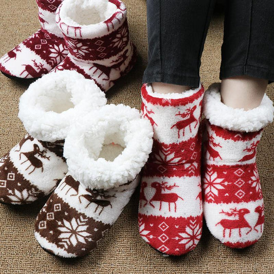 Unisex Cozy Cotton Slipper Boots - Indigo-Temple