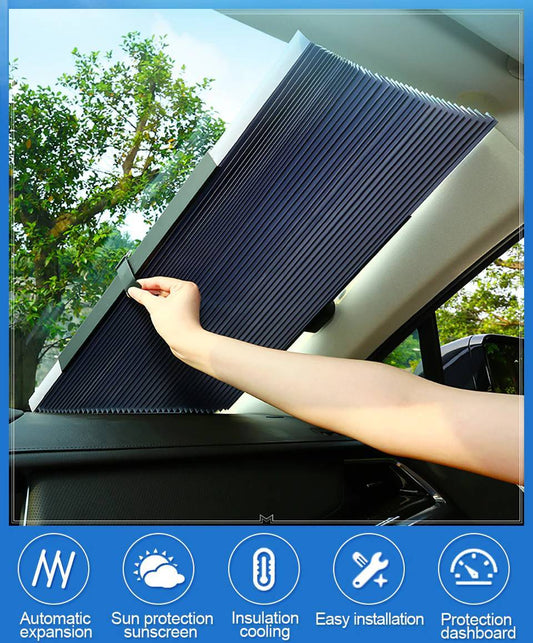 Anti-UV Retractable Windshield Heat Guard - Indigo-Temple